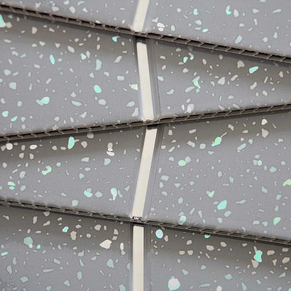 Sample of Grey Sparkle & Chrome 5mm Bathroom Wall Panels PVC Cladding
