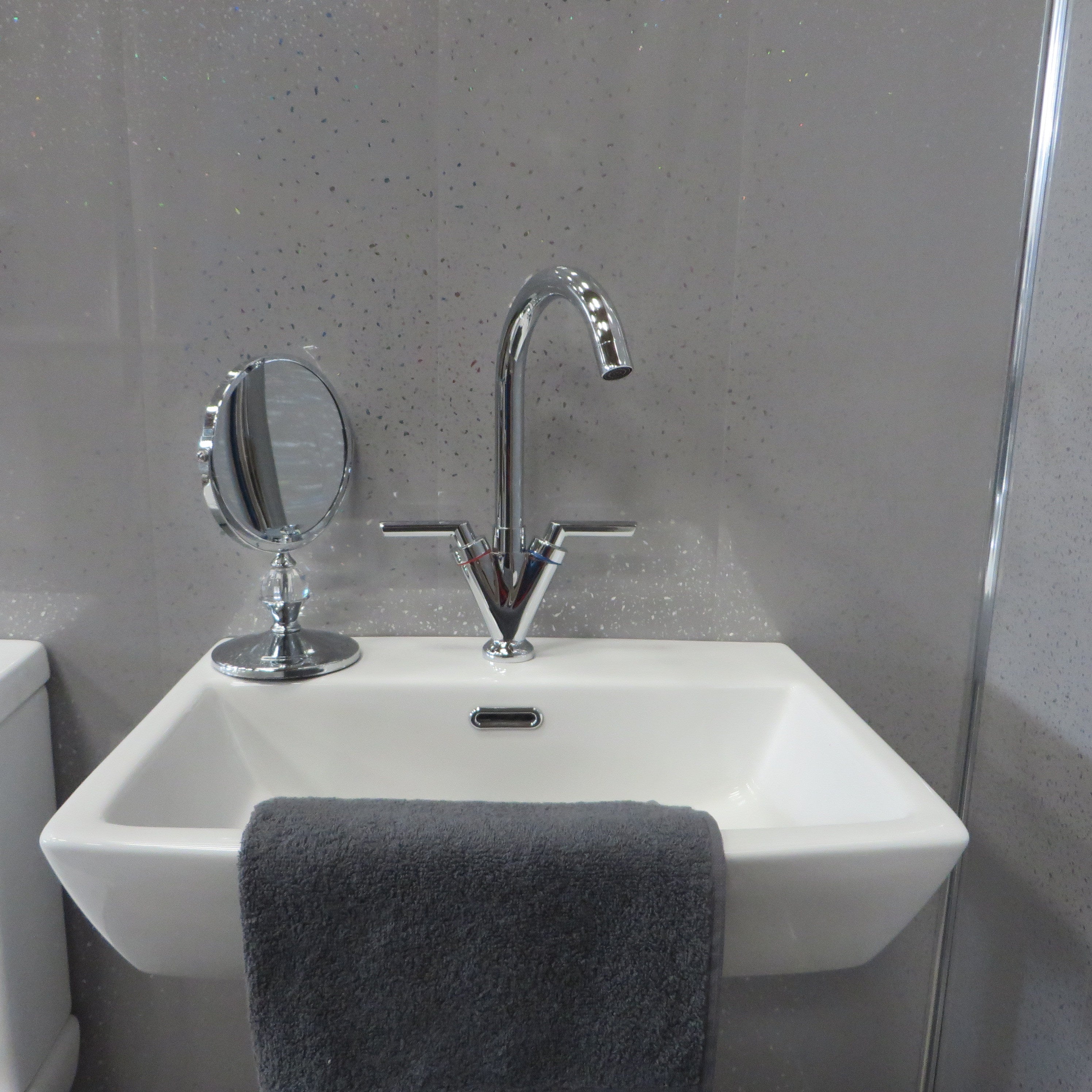 Sample of Grey Sparkle 5mm Bathroom Cladding Wet Wall Panels