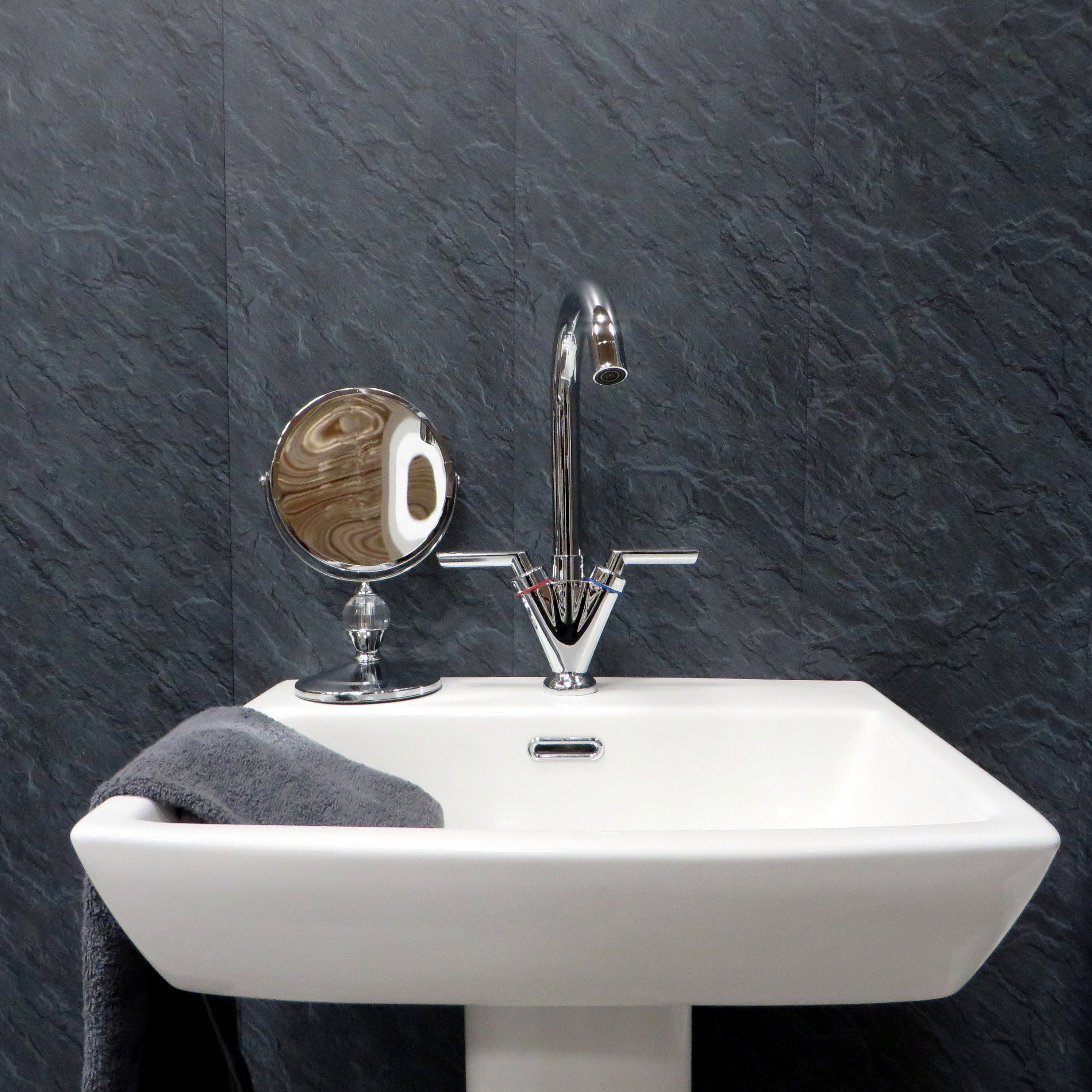 Sample of Hewn Slate 5mm Bathroom Wall Panels PVC Cladding