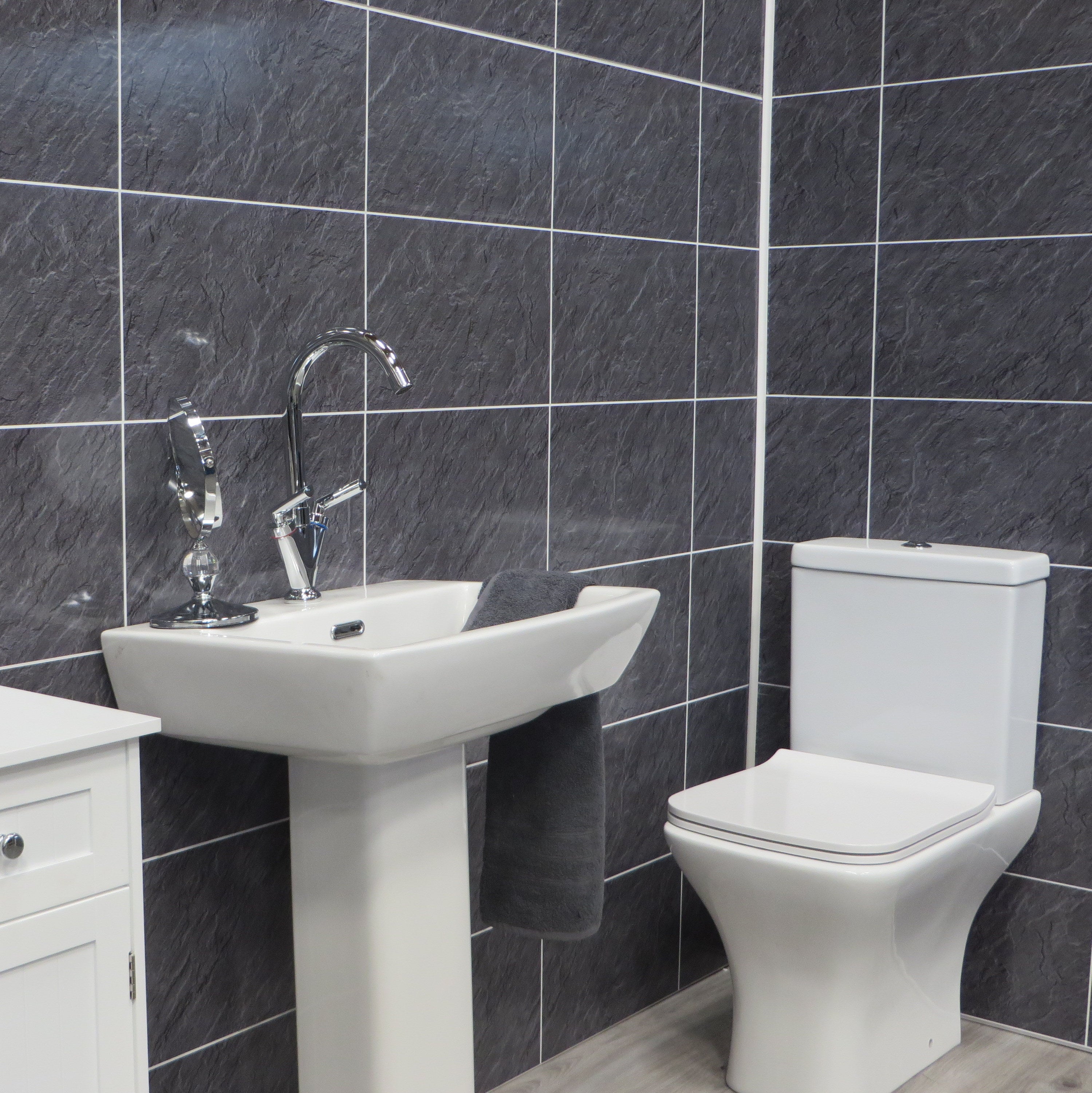 Sample of Hewn Slate Tile Groove 8mm Bathroom Cladding Wet Wall Panels