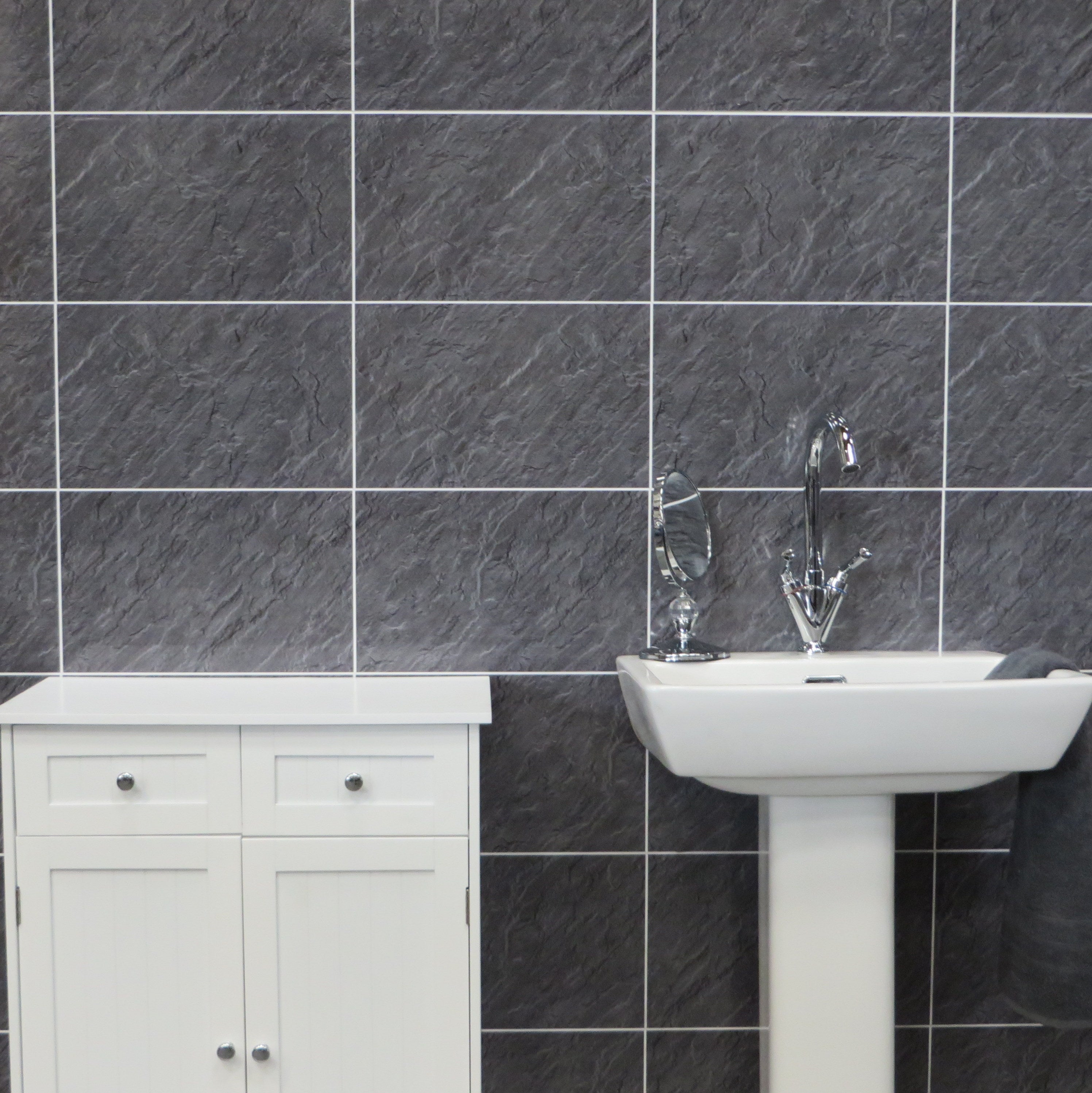 Sample of Hewn Slate Tile Groove 8mm Bathroom Cladding Wet Wall Panels