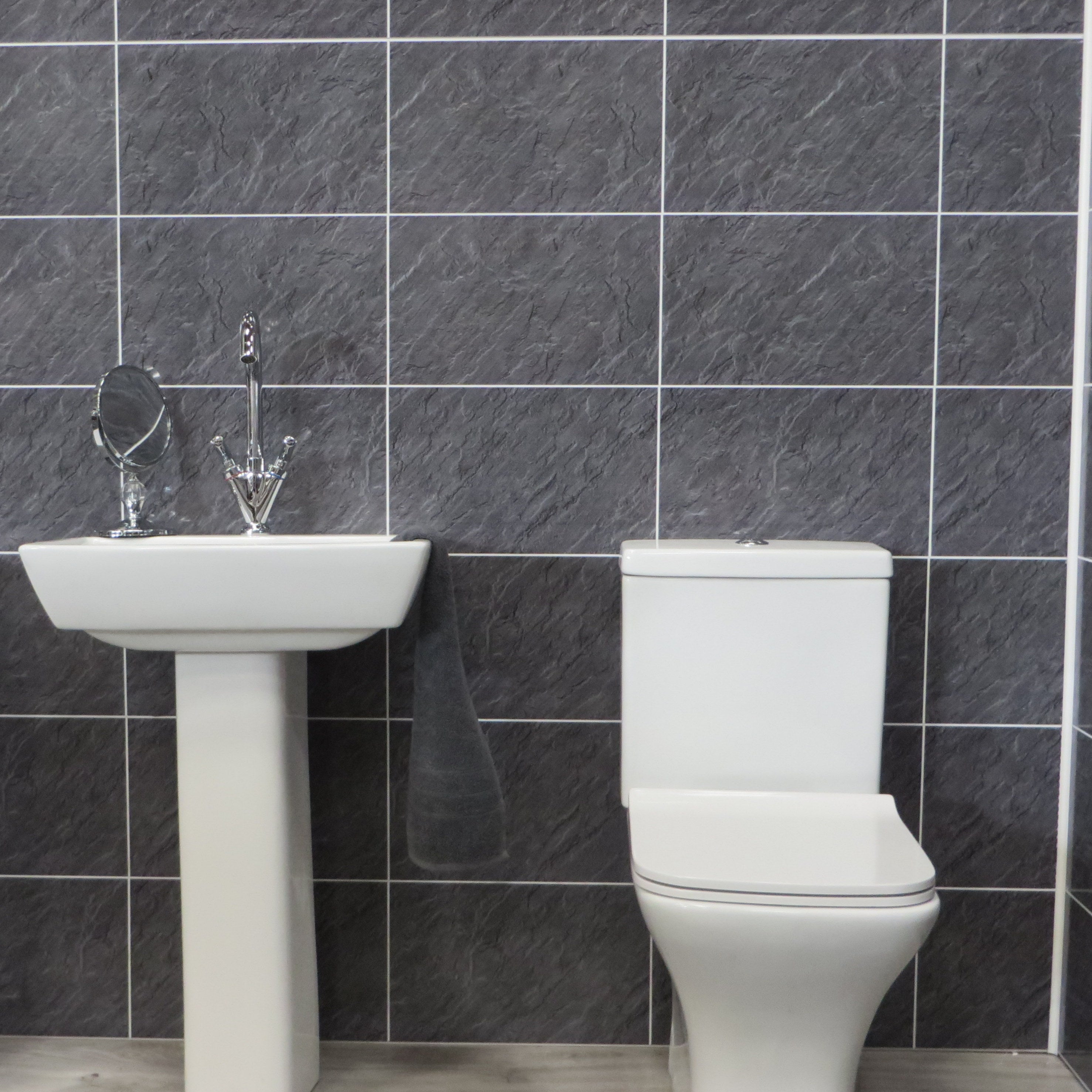 Sample of Hewn Slate Tile Groove 8mm Bathroom Cladding Wet Wall Panels