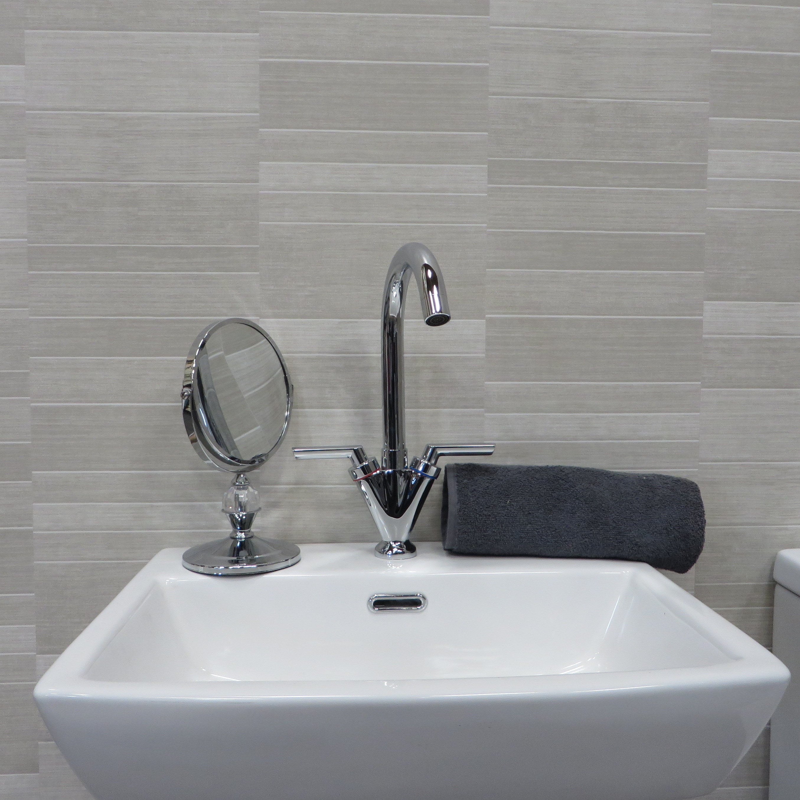 Light Grey Small Tile 5mm Bathroom Wall Panels PVC Cladding