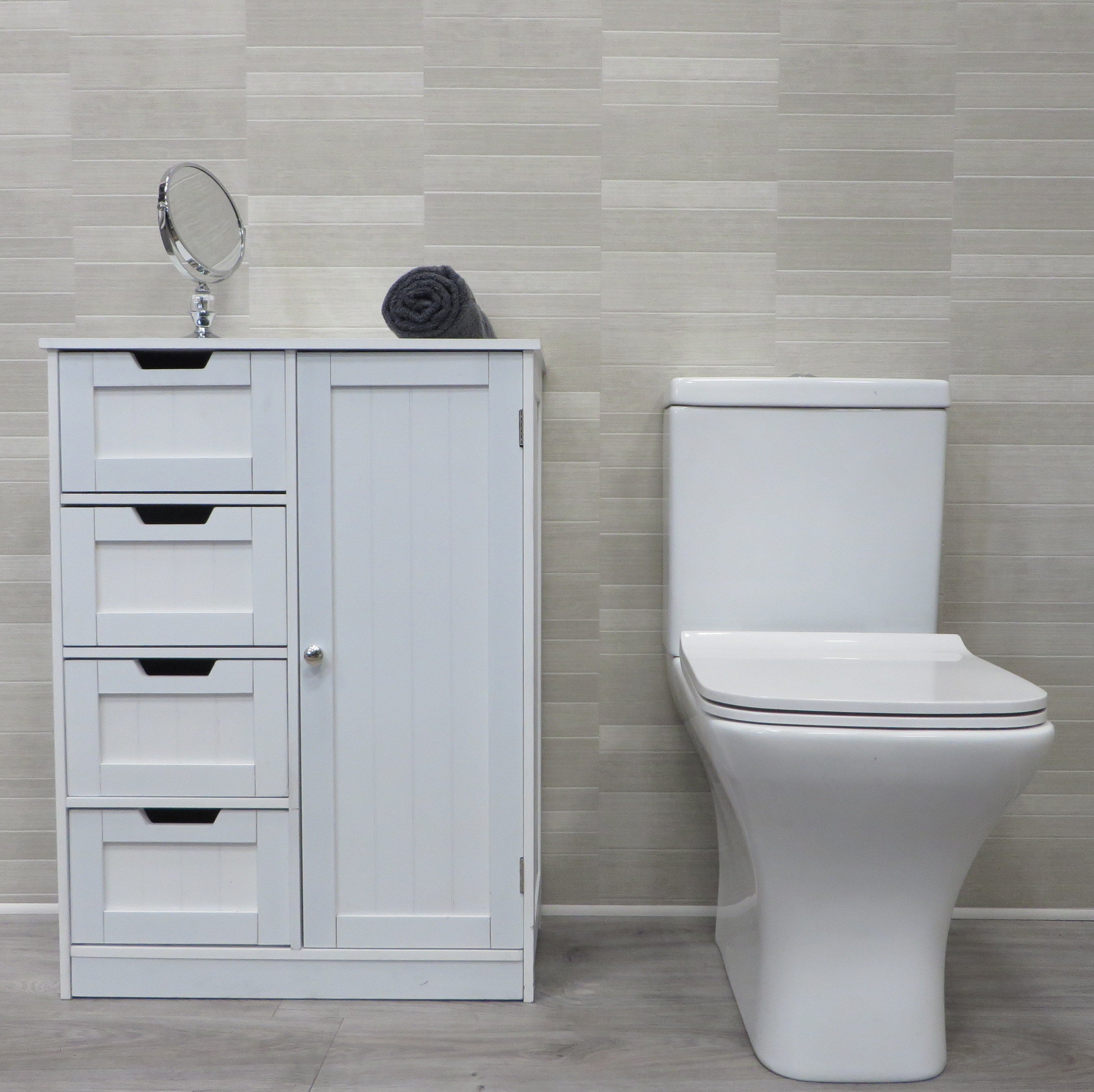 Sample of Light Grey Small Tile 5mm Bathroom Wall Panels PVC Cladding