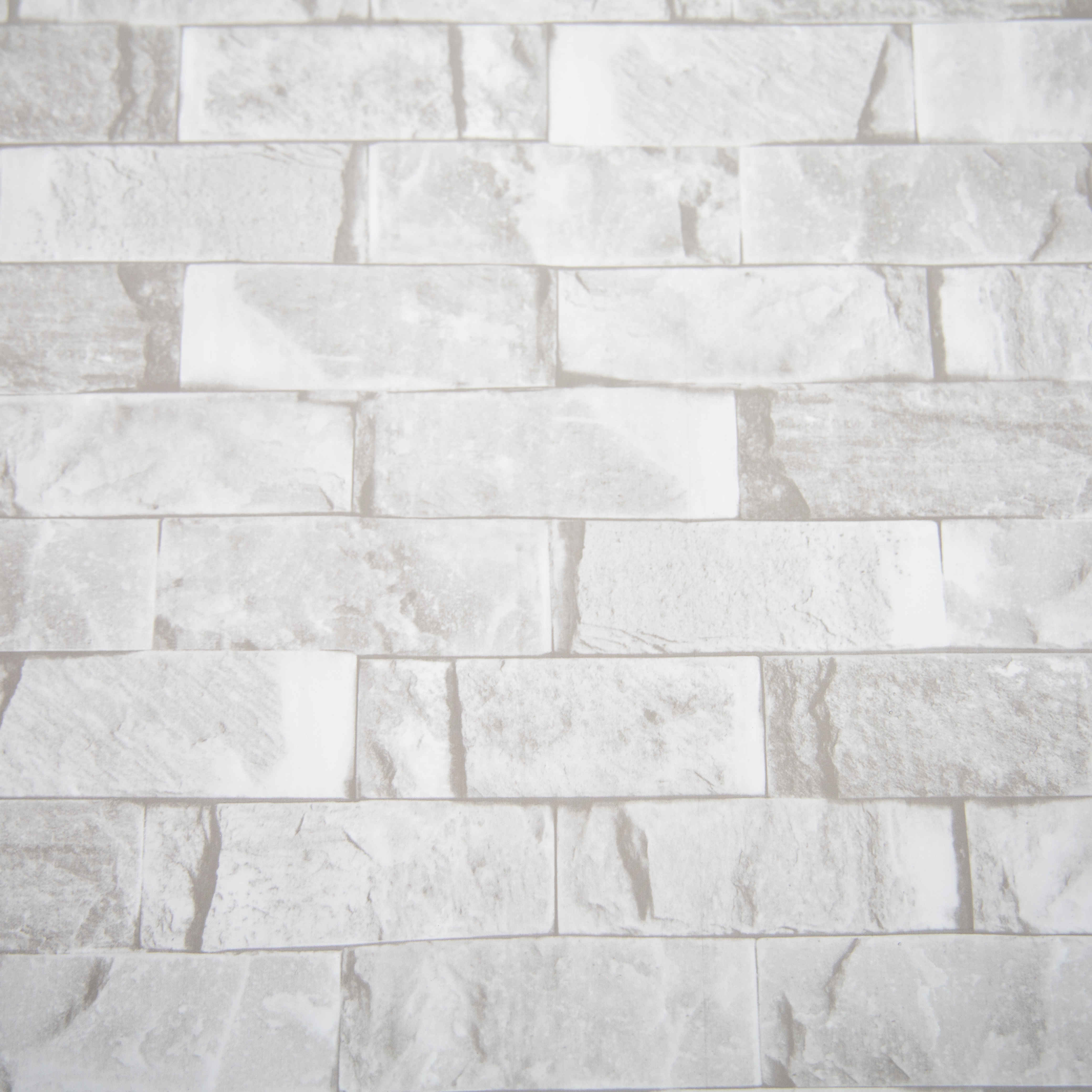 Sample of Polished White Grey Brick 10mm Bathroom Cladding PVC Shower Panels