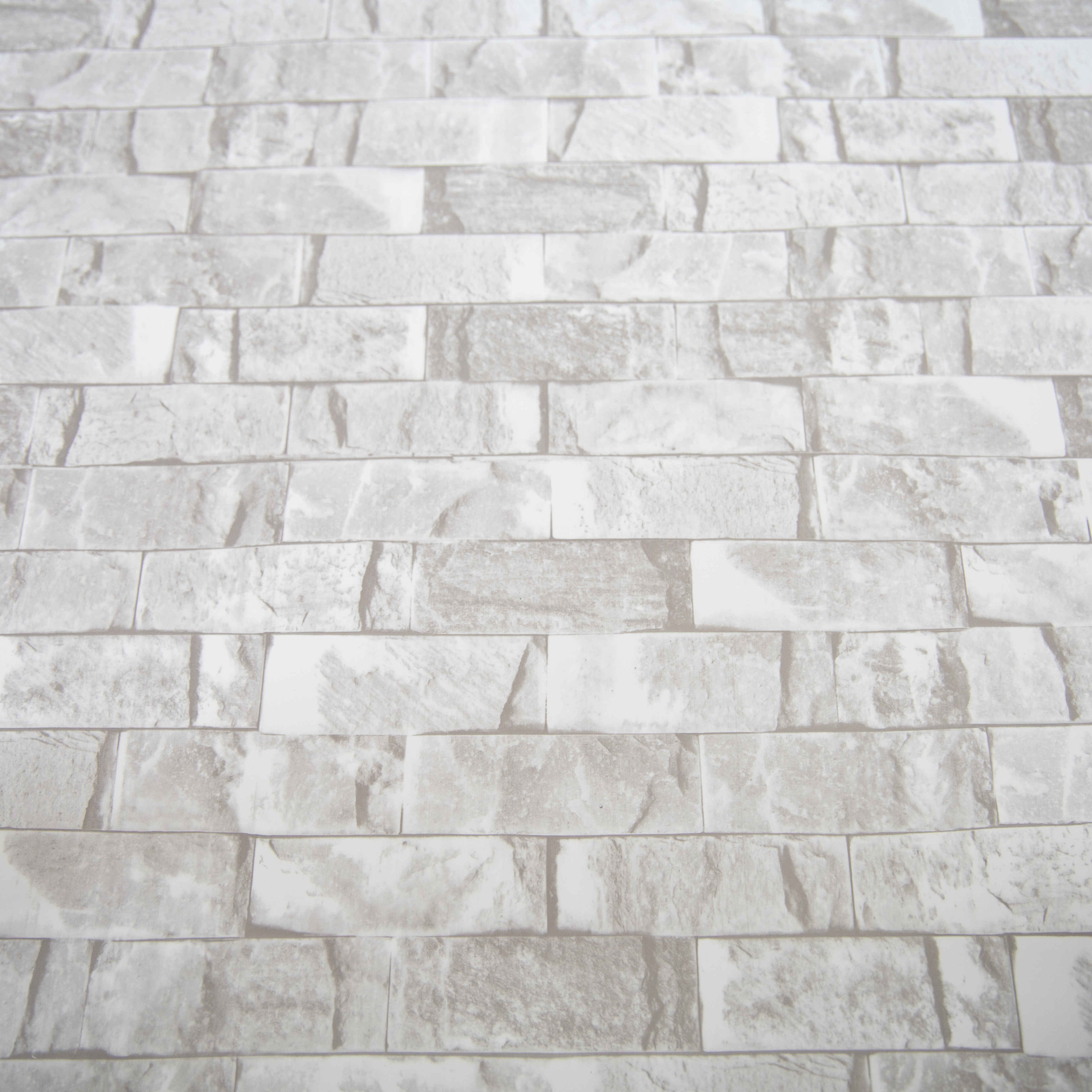 Sample of Polished White Grey Brick 10mm Bathroom Cladding PVC Shower Panels
