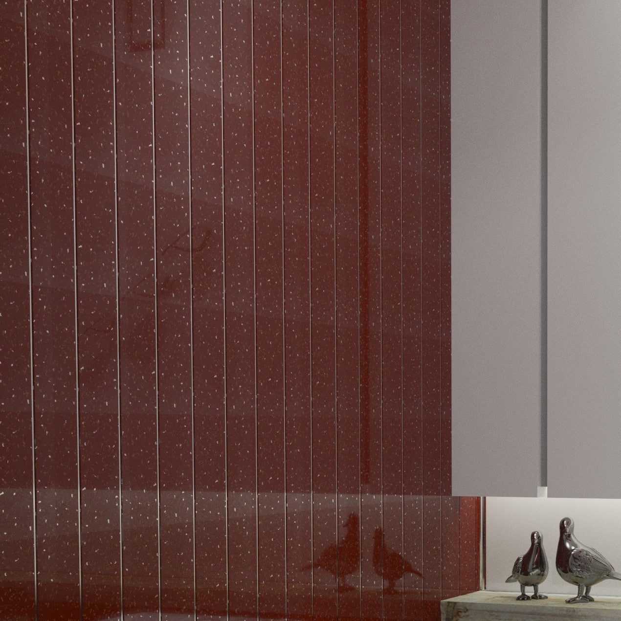 Sample of Red Sparkle & Chrome 5mm Bathroom Cladding PVC Wall Panels