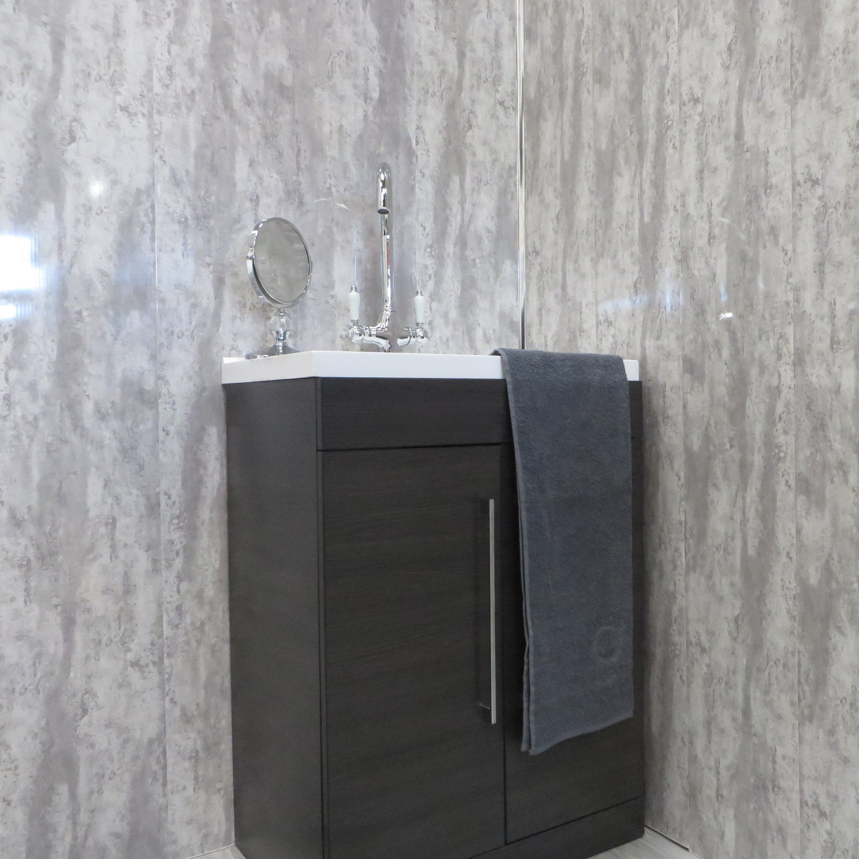 Sample of Silver Mist 5mm Bathroom Wall Panels PVC Cladding