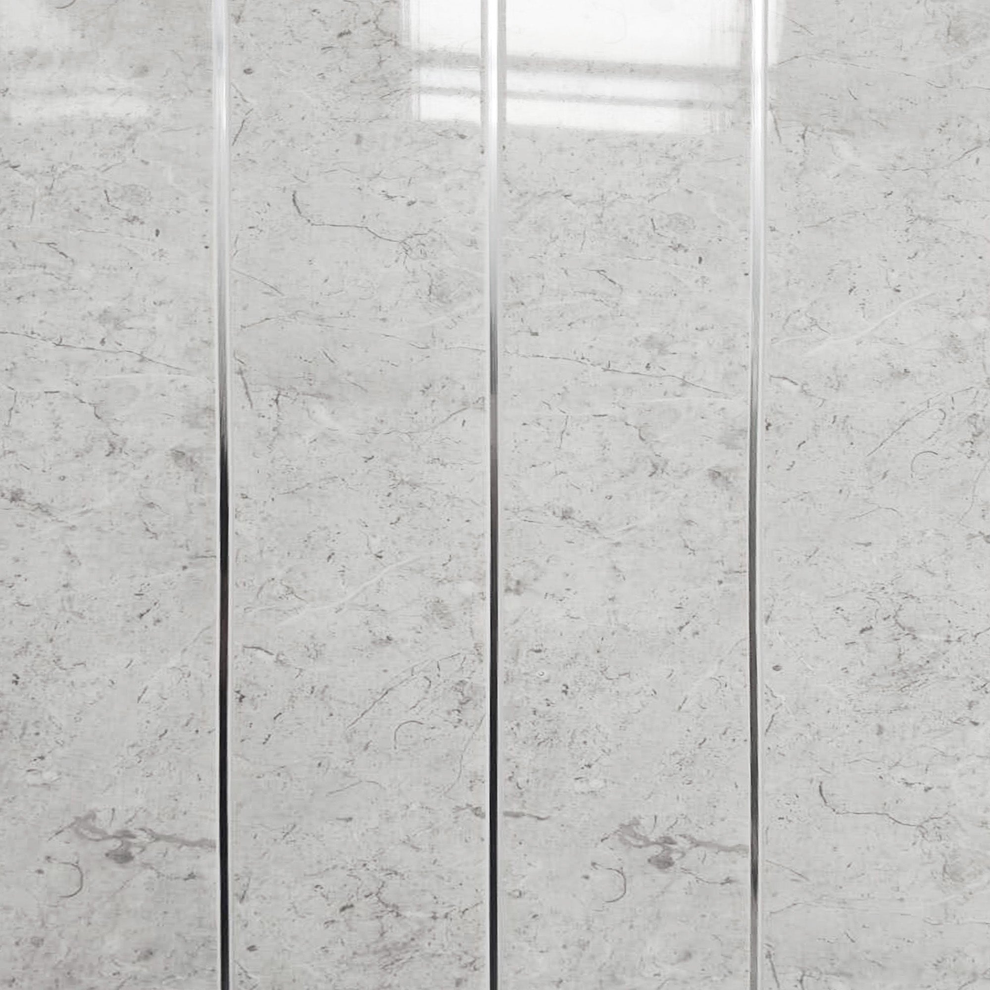 Sample of White Alabaster Marble & Chrome 5mm Bathroom Cladding Ceiling Panels