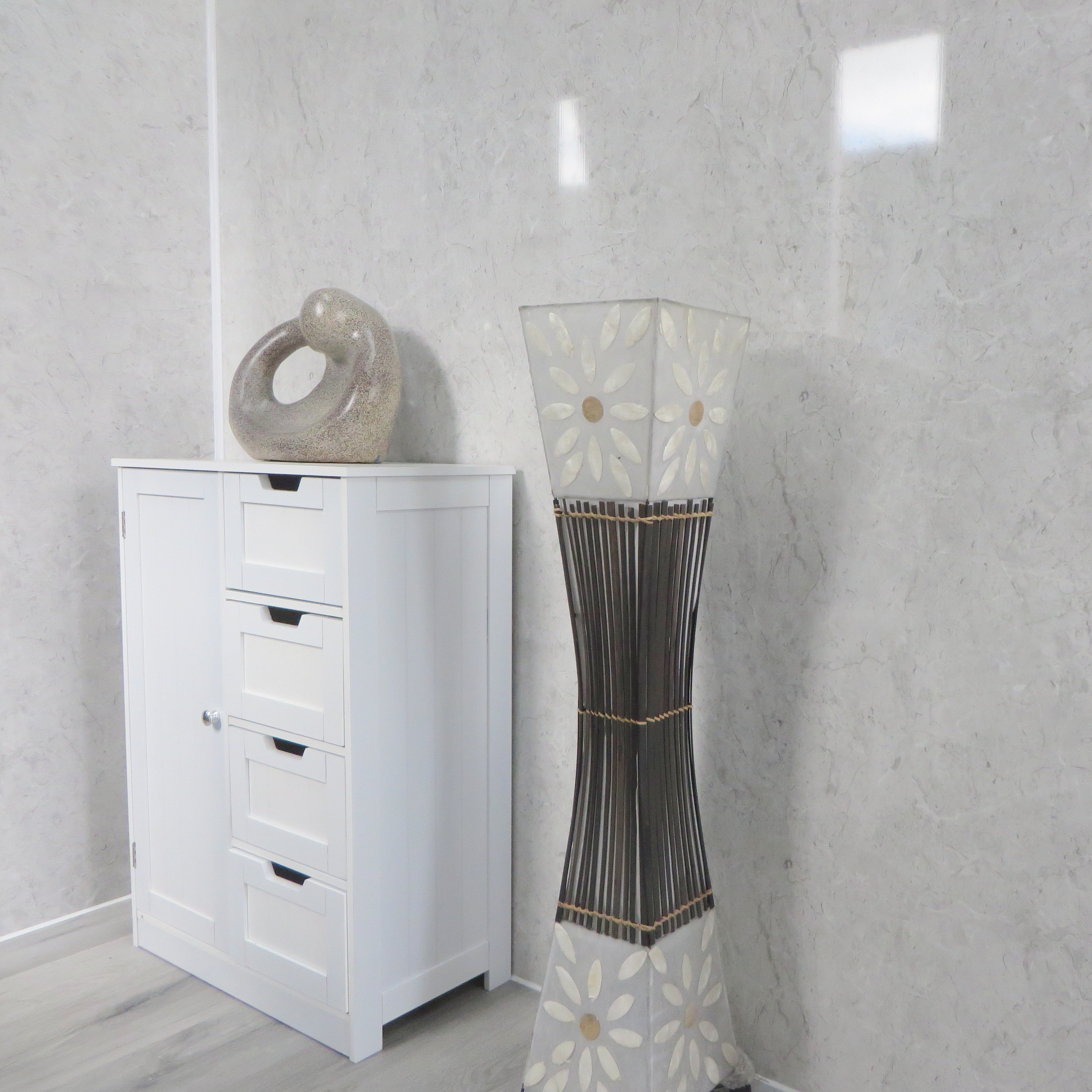 White Alabaster Marble 10mm Bathroom Cladding Shower Wall Panels