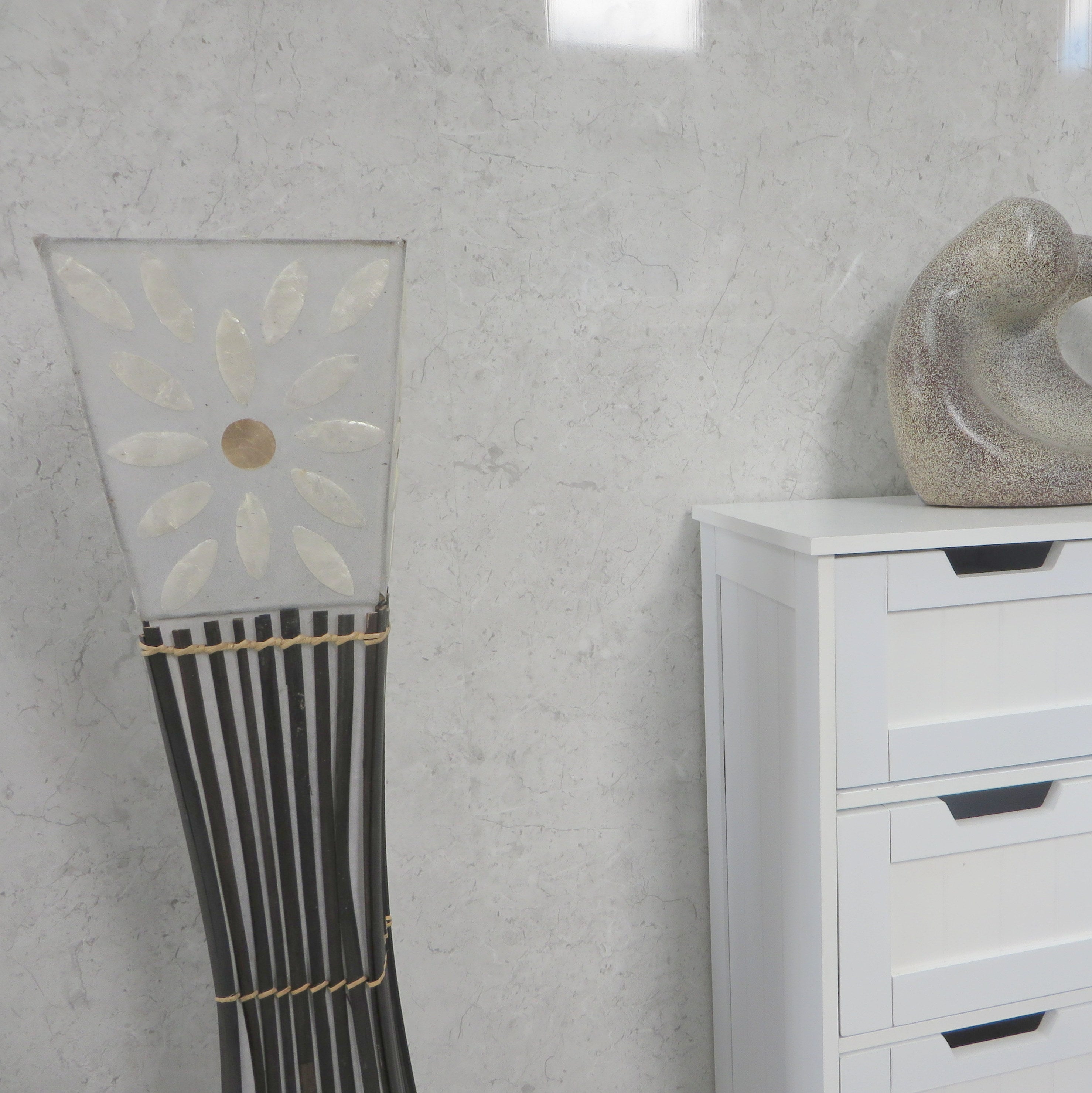 White Alabaster Marble 10mm Bathroom Cladding Shower Wall Panels