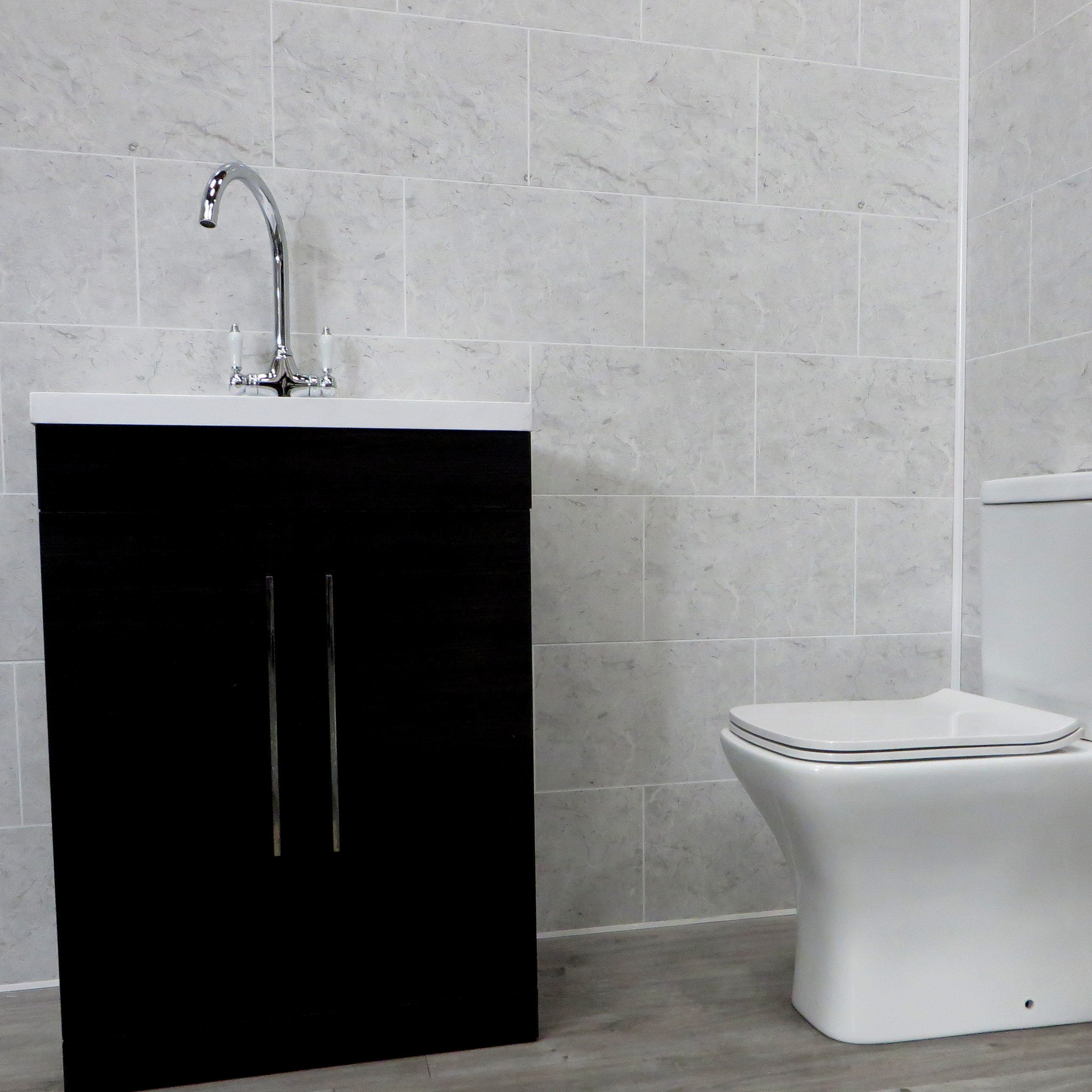 Sample of White Alabaster Tile Groove 8mm Bathroom Cladding Wet Wall Panels