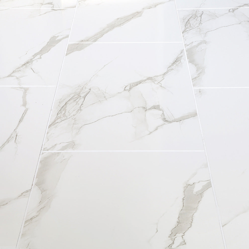 White Marble Tile Groove 8mm Bathroom Wall Panels PVC Cladding