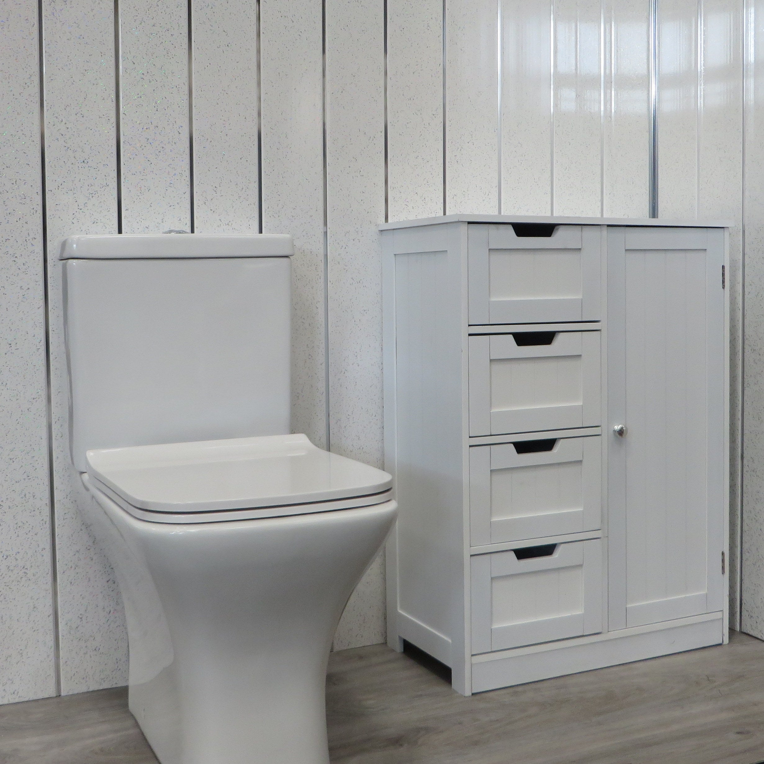 White Sparkle & Chrome 8mm Bathroom Cladding Wet Wall Panels