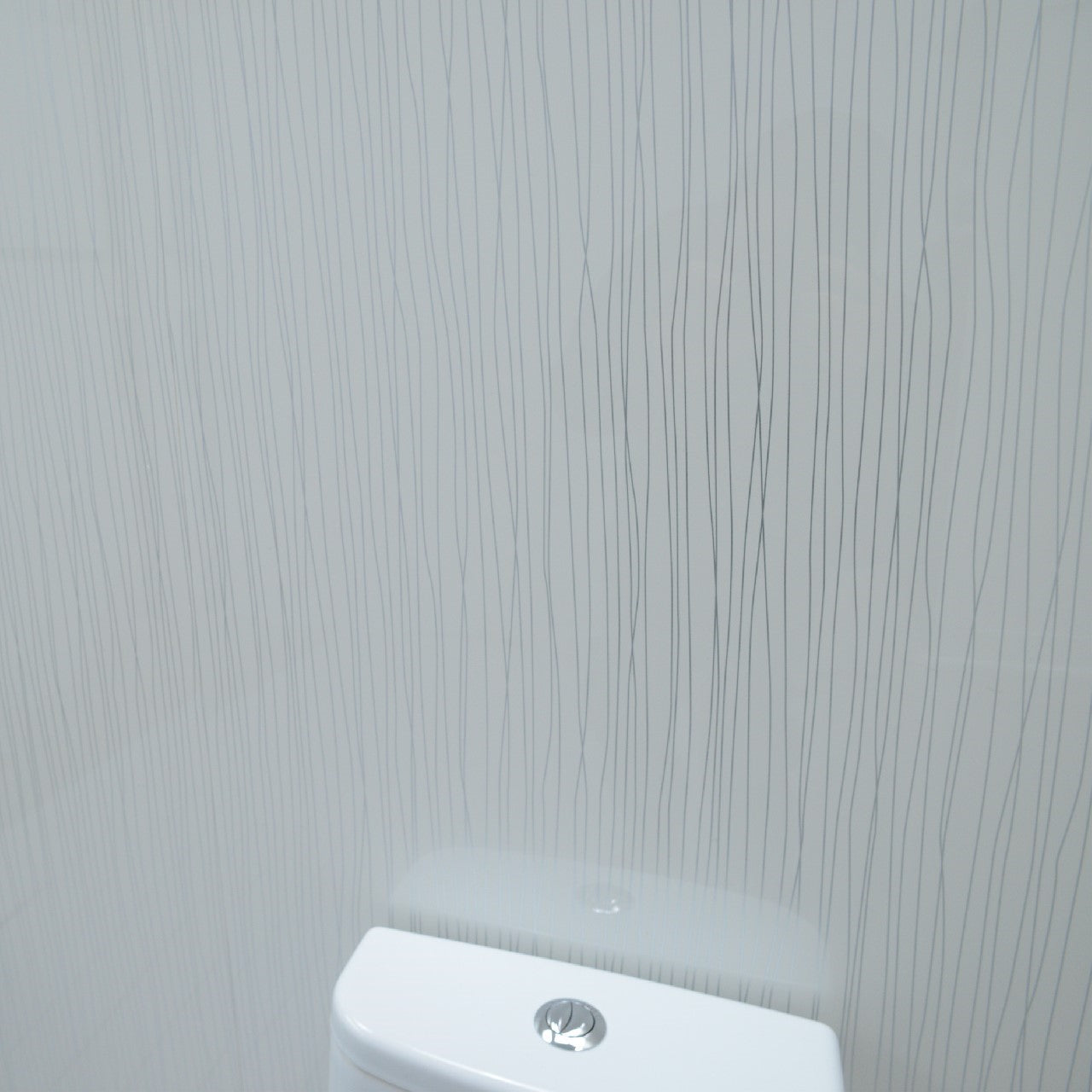 Sample of White Stripes 10mm Bathroom Cladding Shower Wall Panels